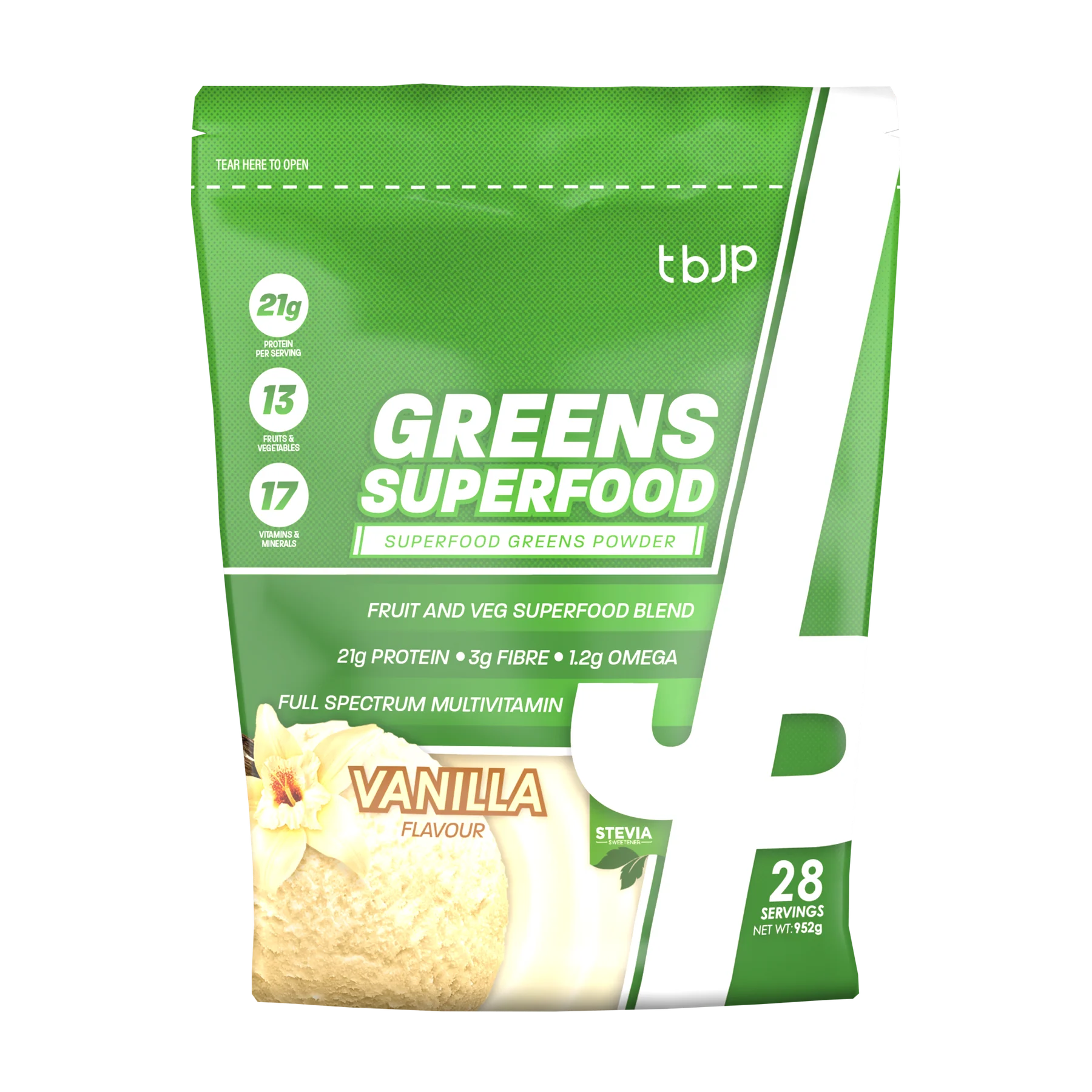 TBJP Superfood Greens 28 servings Vanilla Full Boar Sports
