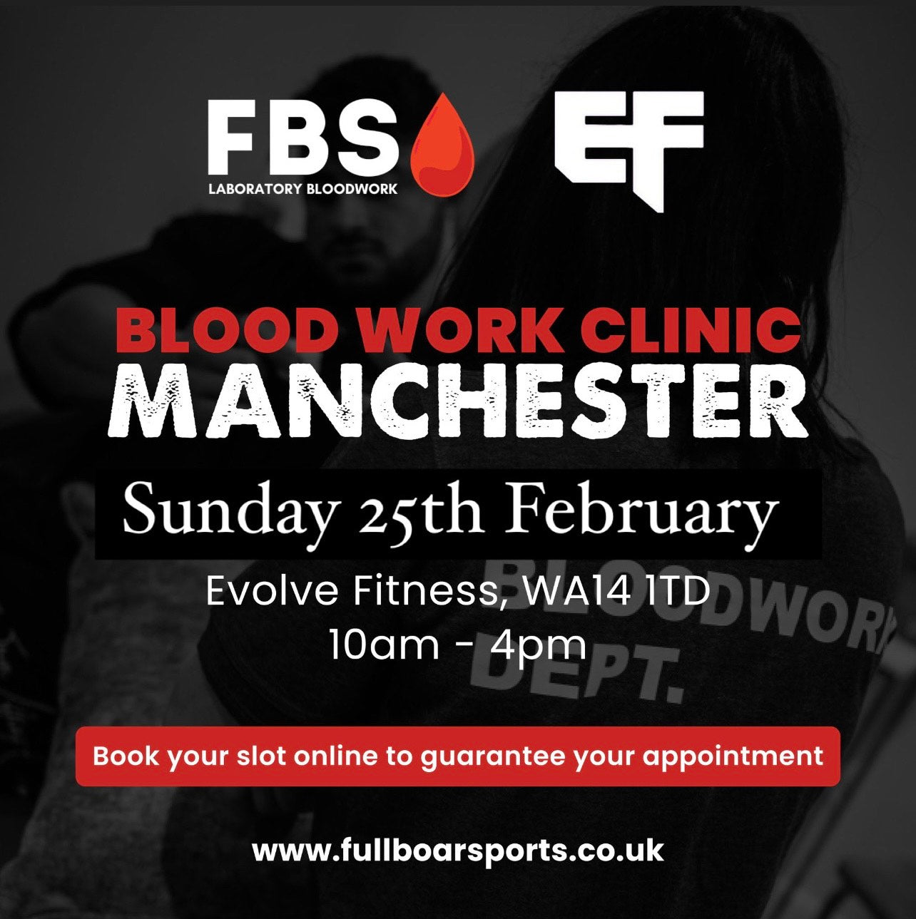 Blood Clinic - Manchester - Evolve Fitness WA14 1TD - 25th February