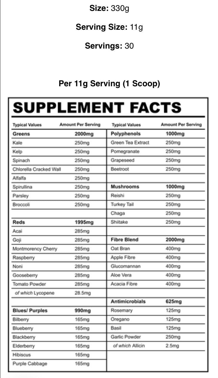 Supplement Needs Greens plus - 330g (30 servings) - Full Boar Sports